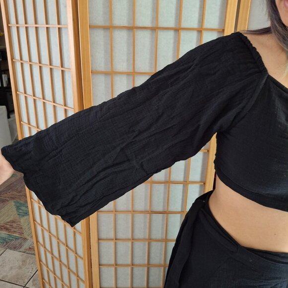 Aya Sacred Wear Black Summer Open Belly Top and Skirt NWOT - Picture 4 of 7